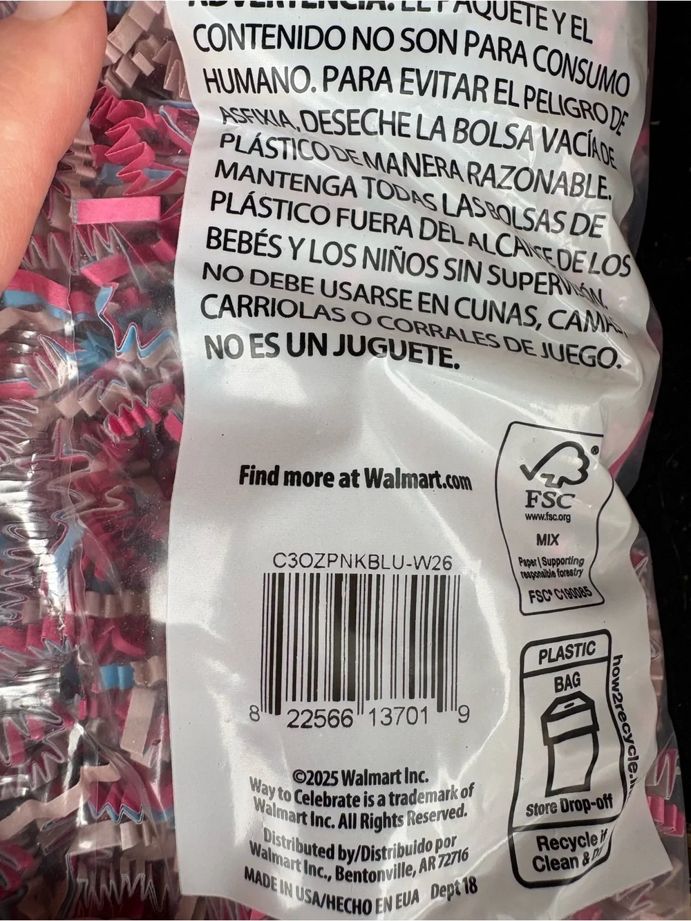 15 bags! 3oz per bag Pink Blue Cream Paper Shreds shredded paper- 45oz total